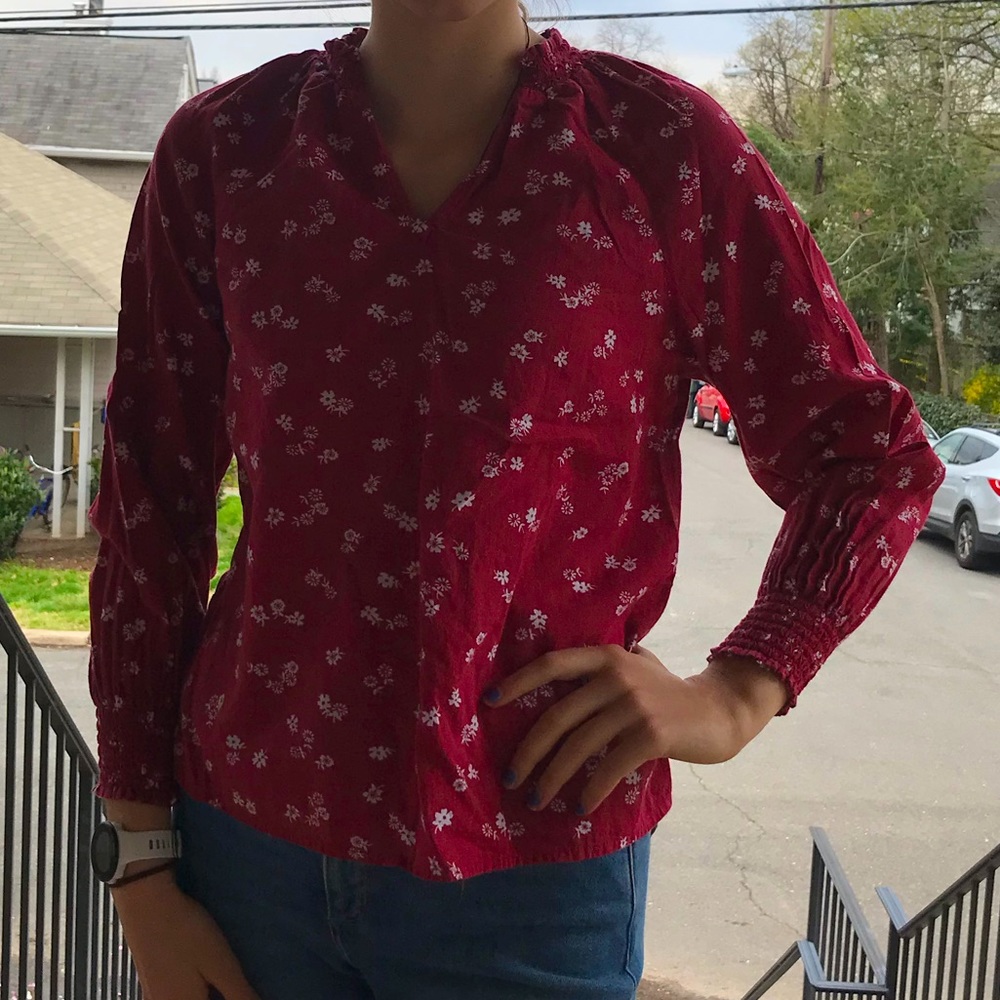 Old Navy Red Peasant Blouse